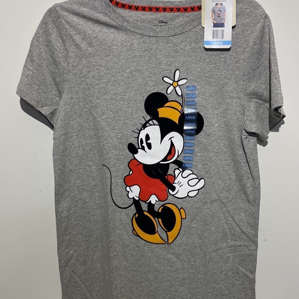 Disney Women's Gray Minnie Mouse Heather Graphic‎ T-Shirt Size Large NWT